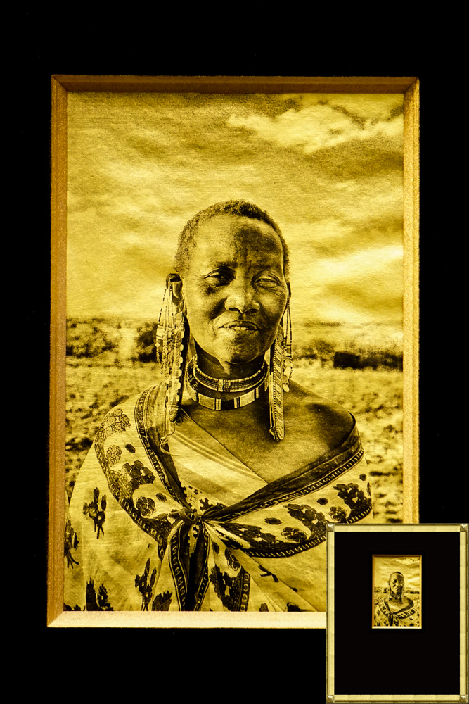 Maasai woman, Masai tribe, Africa, Tanzania, African Wildlife, Serengeti, Alternative Process, Platinum over gold leaf, savannah gold, Chris Dei Photography